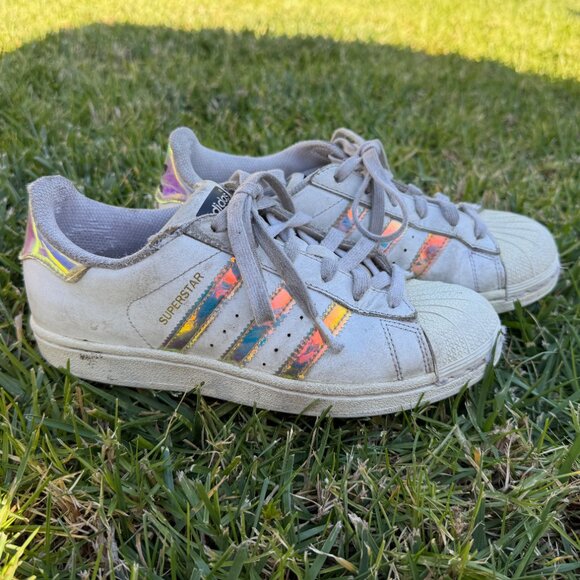 Adidas Superstar Iridescent Stripe Low Top Lace Up Big Kid 5US - Picture 3 of 12